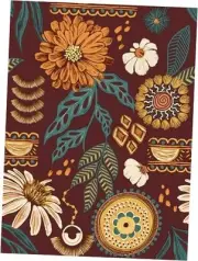 Boho Wallpaper Peel and Stick Sun Floral Retro 17.3" x 120" Brick Red