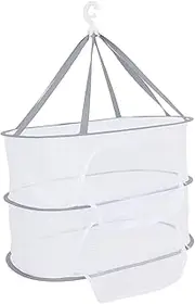 TOBBOMEY 2 Hanging Drying Rack Mesh Layers Drying Net for Fish Vegetables Buds Optimal Airflow Design Space Saving Storage Durable Mesh