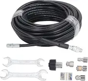 Pressure Washer Jetter Kit, 100FT 30M High Pressure Hose with M22 to 1 4in NPT, 5800 PSI Sewer Cleaning Kit for Cars, Floors, Industrial Use