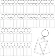 [Cositina] 50 Pack Acrylic Photo Frame Keychain Clear Photo Insert Blank Keychain Rectangle Picture Frame Keyring Holder for Men Women DIY Projects, Clear