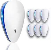 Ultrasonic Pest Repeller,(6 Pack) Electronic Bug Repellent Plug-in Indoor. Repel Bugs Mice Roaches Ants Spiders Rats Bats Birds Flies Mosquitoes Fleas Rodents and Insects-White