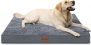 [MIHIKK] Waterproof Extra Large Dog Bed Orthopedic Dog Beds for Crate with Removable Washable Cover Egg-Crate Foam Pet Pad Mat with Anti-Slip Bottom, 47x29 Inch, Grey