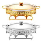 3 Lt Oval Warmer Chafing Dish with Stainless Steel Cover, Buffet Servers