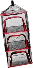 Oshhni Foldable Drying Net Hanging Rack Lightweight Accessories 4 Layer Dryer Mesh Storage Basket for Outdoor Camping Picnic Clothes, Red
