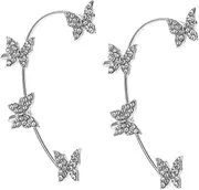 [LALAFINA] 2pcs Butterfly Ear Clip Earhook Costume Earrings Piercing Earrings Fairy Earrings for Women Ear Cuffs for Women Non Piercing Earring Studs for Women Butterflies Ear Accessories