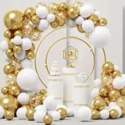 124Ps white and metallic gold balloon arch set wedding birthday party decoration