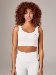 Scoop Back Sports Bra. Ribbed Workout Crop Top- Running Bare