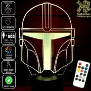 The Mandalorian Helmet 3d LED Battery USB Night Light Lamp 7 Colour Change Lamp