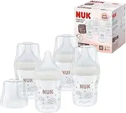 [NUK] Perfect Match Baby Bottles Set | 0+ Months | Adapts to Baby's Palate | Temperature Control | Anti Colic Vent | 150 ml | BPA-Free | Small Silicone Teat | Rainbow | 4 Count