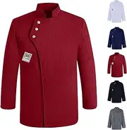 [Generic] Chef Coats Unisex, Chef Jacket for Men Women, Long Sleeves Button Chef Uniform Breathable Comfortable Catering Work Uniform Kitchen, Restaurant, Hotel Uniform Top