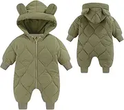 [KEOYA] Baby Girls Boys Winter Snowsuit Warm Fleece Lined Romper Zipper Padded Thick Puffer Jumpsuit