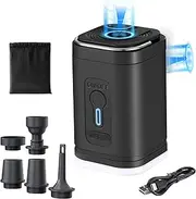 MOGONE Portable Air Pump, Ultralight Inflator, Tiny Pump with 3 Modes Led Light & SOS, USB Rechargeable, Quick Inflate and Deflate for Your Air Mattress, Floats, Swimming Ring and Vacuum Storage Bags