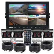 10.1" IPS Screen DVR Quad Monitor 4x 4 PIN AHD 1080P Rear View Camera For Truck