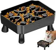 AIMALL Elevated Slow Feeder Dog Bowl, 2-in-1 Large Capacity Feeding Station, Raised Bowl for Neck Protection, Detachable Anti-Slip Base with Maze Design, 24.5x19.5x11cm