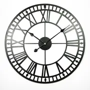 80CM Large Indoor Wall Clock Big Roman Numerals Giant Round Open Face Metal
