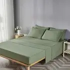 JELLYMONI Bed Sheet Set Queen 4pcs Cotton Green Bedsheet Easy-Fit 16 Inch Dee...