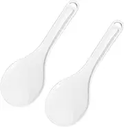 2PCS Rice Serving Spoon Non-Stick Rice Spoon Paddle Rice Cooker Spoon Spatula，Kitchen for Non Stick (White, One Size)