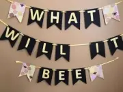 Gender Reveal Baby Shower Bumble Bee Banner And 12 Cupcake Toppers