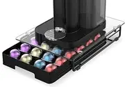 [EVERIE] 3'' SLIM Crystal Tempered Glass Organizer Drawer Holder Compatible with Nespresso Vertuo Capsules, Compatible with 24 Vertuoline Pods, NP06