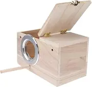 WOONEKY Bird Parrot Nesting Box with Clear View Window Durable Wooden Bird House for Birds for Breeding Nesting for Finches Songbirds