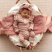 Snuggle Hunny Rose Stripe Organic Growsuit