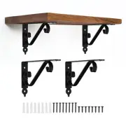 4 Pcs Decorative Shelf Brackets, 200mm/8 Inch Floating Shelf Brackets, Black