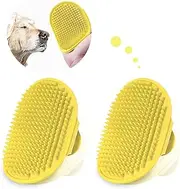 TORMEN 2 pcs Dog Bath Massage Brush, Dog Grooming Brush,Rubber Grooming Brush with Adjustable Handle for Dogs and Cats, Soft, Gentle & Skin-Safe for Long & Short Hair (Yellow)