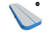 7m x 1m Air Track Inflatable Gymnastics Mat Tumbling - Grey Blue