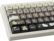 Tsungup PBT MOA Profile Keycaps,151 Keys Cute Daydreamer Custom Keycaps 60 75 Percent, Dye-Sub Grey White Keycap Set Key Caps Keyboard for Cherry Gateron MX Swithes Mechanical Keyboards