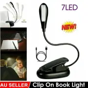 7 LED Reading Light USB Rechargeable Clip On Bed Book Reading Lamp Stand Light