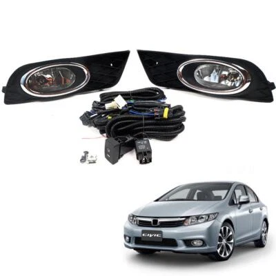 For Honda Civic 4Door Sedan 2011-2014 Front Light Fog Lamp Black Set LR (for: Honda Civic)