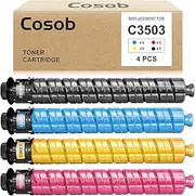 COSOB MP C3503 C3003 Replacement Toner Cartridge (4-Pack, 1BK/1C/1M/1Y) - Compatible with Ricoh MP C3503/C3003/C3004/C3504/C3004ex/C3504ex & Lanier C3004ex/C3504ex