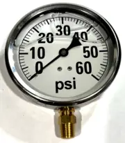 Liquid Filled Pressure Gauge 60PSI GXB 4141 1/2" Threads