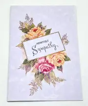 Vtg Heartfelt Sympathy Card Flowers Purple Tinted Paper Ephemera Junk Journal