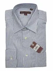 NEW $195 Hickey Freeman Dress Shirt! 15 34 Blue & White Stripes