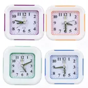 1pcs 9.5*9.5*4cm Alarm Clock No Tick Snooze Silent Small Bedside Clocks