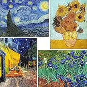 VeGuude Paint by Numbers for Adults and Kids Beginner, 4 Pack Van Gogh Starry Night Painting by Number Kits On Canvas, Without Frame DIY Oil Painting Acrylic Paints, Home Wall Decor Gift 12x16inch