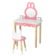1 Set of Keezi Kids Dressing Table Wooden Bunny Pink