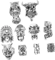 KALLORY 10pcs Vintage Large Hole Hair Charms Style Hair Jewelry for Braids Dreadlock Accessories Men's Beard Decorations