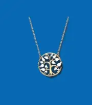 Tree Of Life Pendant & 17 Chain 2 Colour Solid 9ct Gold
