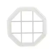 Fixed Octagon Geometric Window Vinyl Insulated Glass Criss Crossed Grid Frame