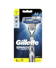 New Gillette Mach3 Turbo Razor With Blades Refill 2 Pack