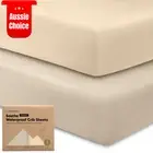 2 Pack Waterproof Crib Sheets Soothe Protect Baby Bedding Macadamia Color