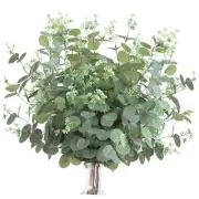6 Pcs Eucalyptus Stems 26" Tall Babys Breath Artificial Flowers Green & White