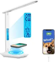 Multifunctional LED Desk Lamp with Wireless Charger,USB Charging White-TX26