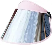 [WOFASHPURET] Uv Proof Sun Shielding Lens Hat Stylish Visor Hat for Women Reflective Lens Visor Sunscreen Headgear for Outdoor Pink