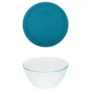 Pyrex 7402 6-Cup Sculpted Glass Mixing Bowl and 7402-PC Adriatic Blue Lid