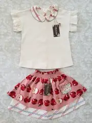 Matilda Jane 6 Heart to Heart Apple Pull On Skirt Take Note Top Back School NEW