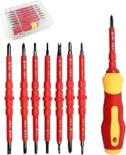 Usluole14 in 1 Insulated Screwdriver Set, Magnetic Screwdriver Tool Kit with Soft Handle, Electrician Multifunctional Interchangeable Chrome Vanadium Screwdrivers for Home and Professional Use