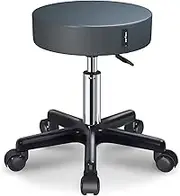 Round Leather Rolling Stool with Wheels Adjustable Height, Beauty Swivel Round Lifting Task Chair Salon Office Shop Dressing Table Bar StoolBlue,A1